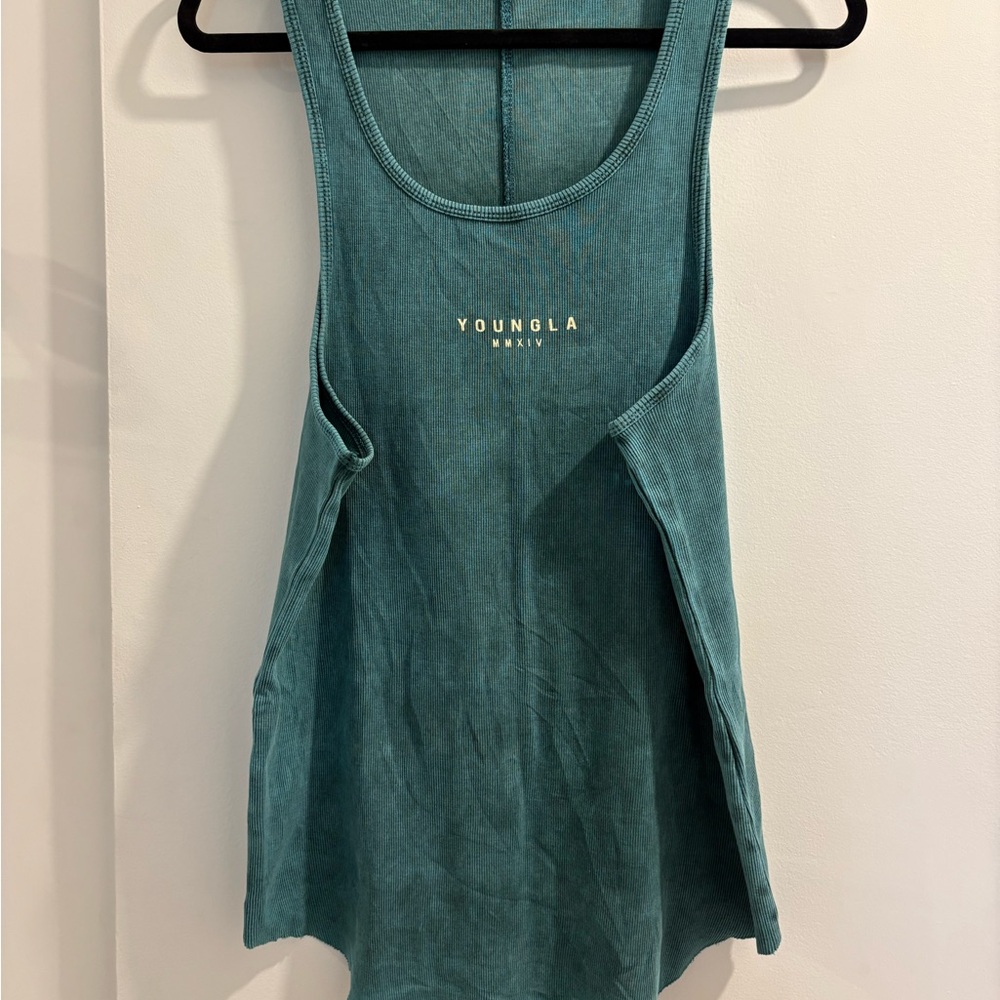 YOUNGLA Teal Scoop Neck Tank Top